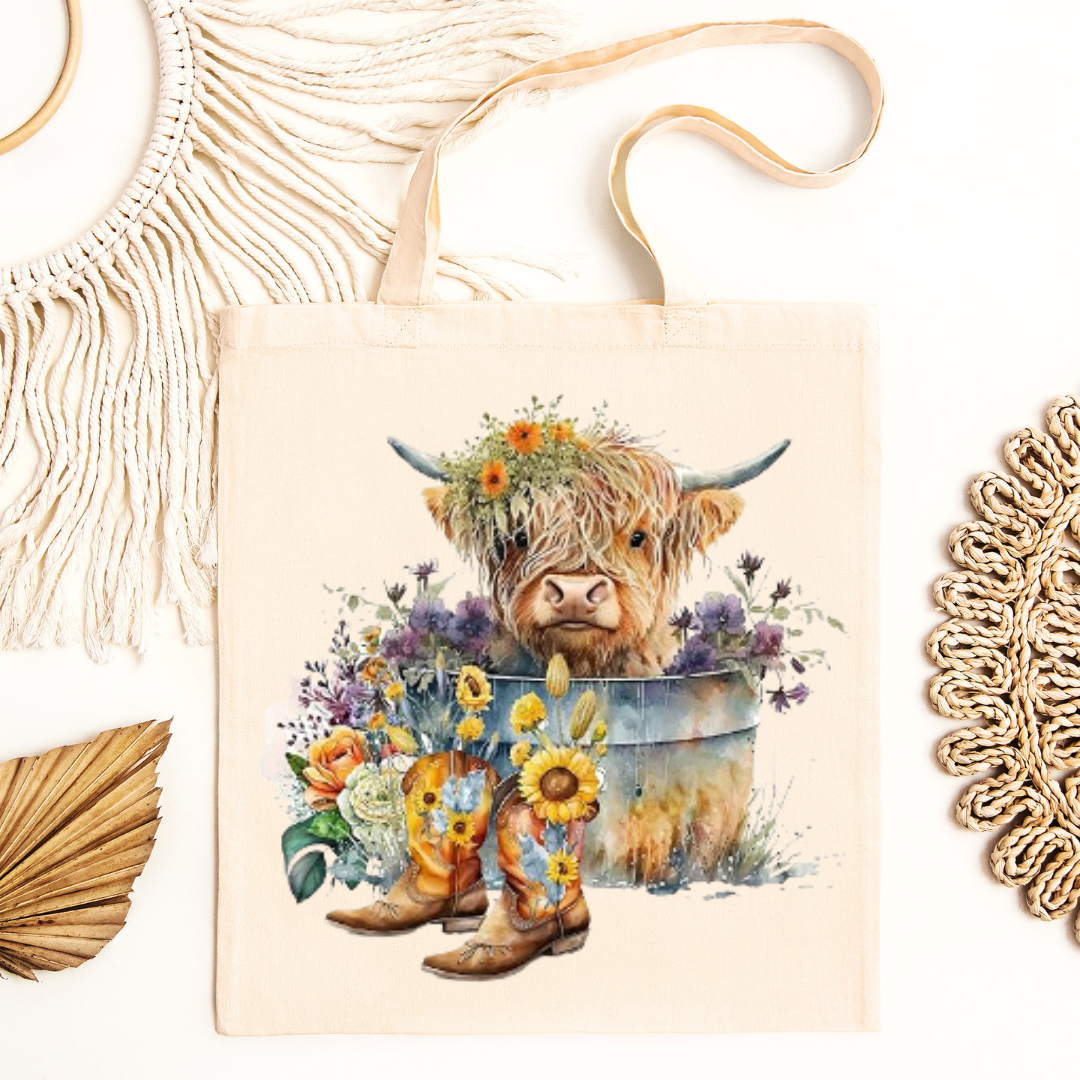 "Highland Cow" reusable tote