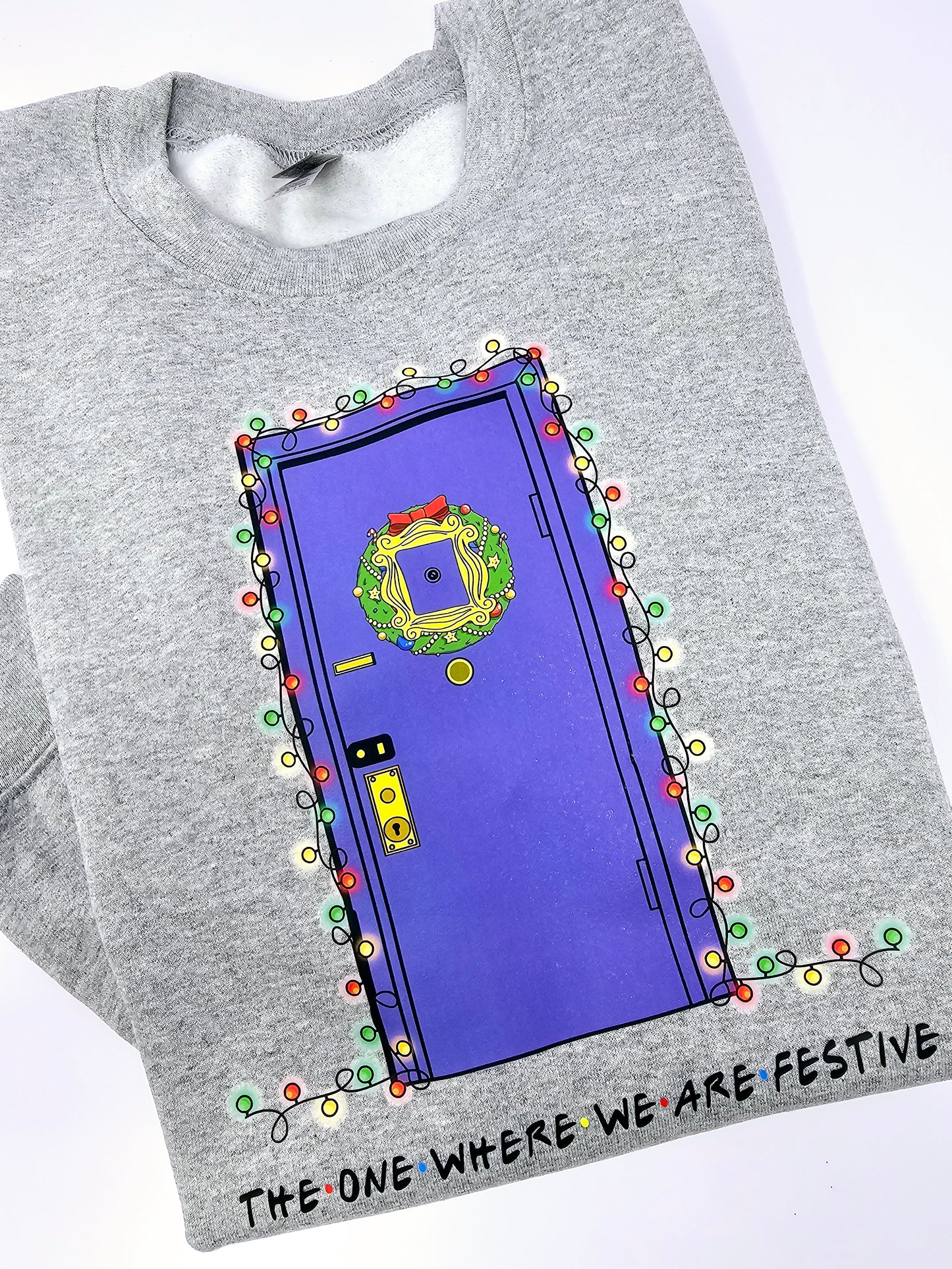 The one where we are festive purple door friends Christmas Sweatshirt