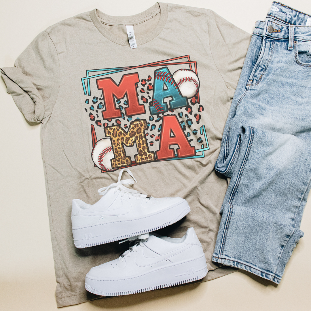 Baseball Leopard MAMA Crewneck T-Shirt or Sweatshirt