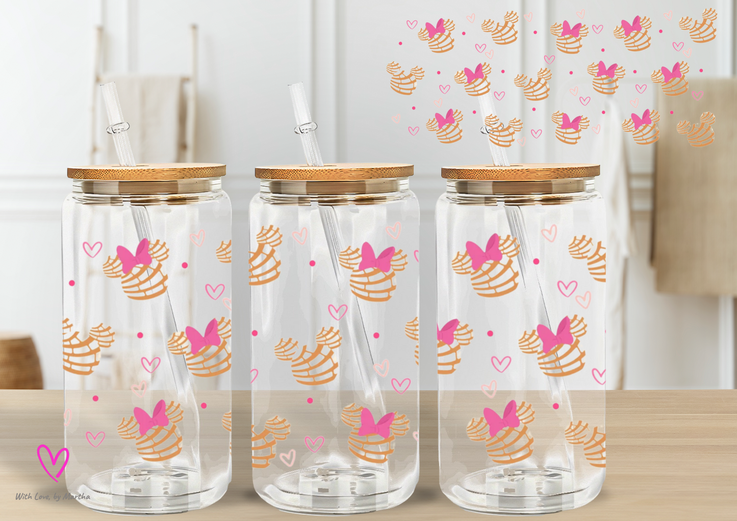 Conchas and Magical Mouse Glass cup 16oz