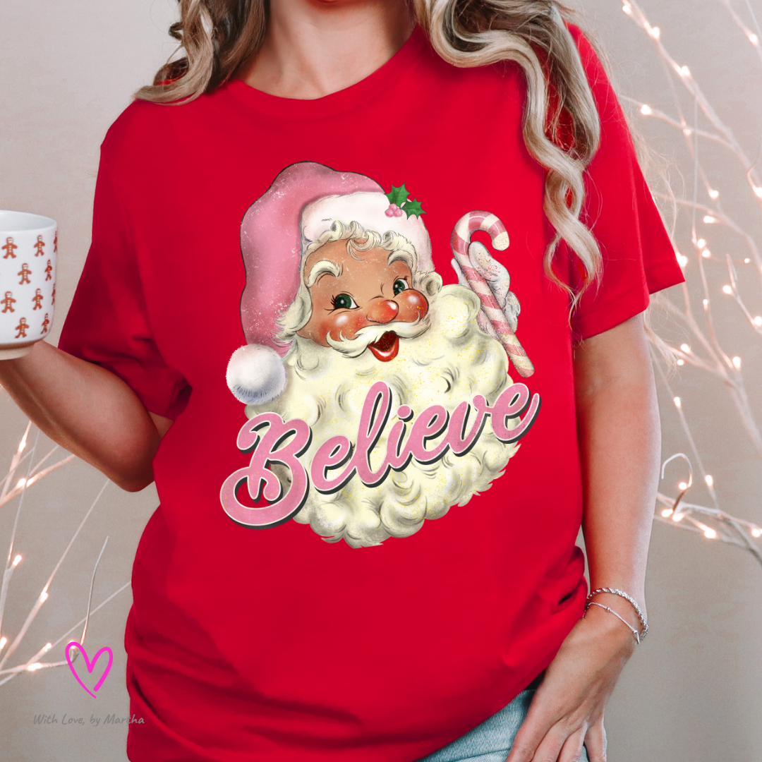 Santa Believe (pink) T-shirt