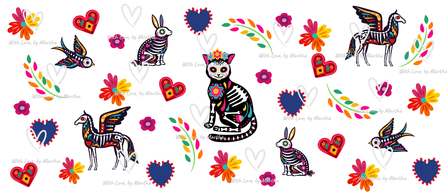 Alebrijes animal skeletons Day of the Dead UVDTF wrap Transfer