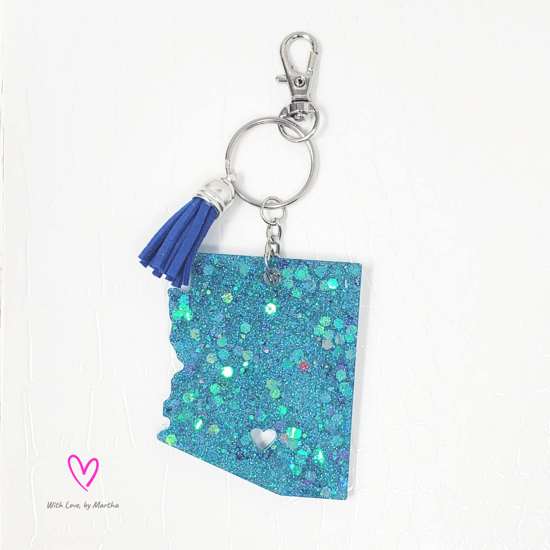 "Mermaid" Glitter Arizona shape keychain