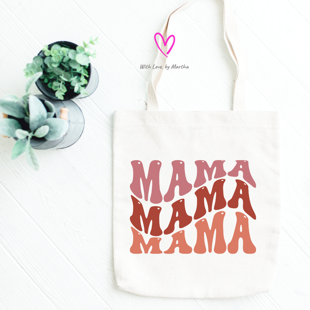 MAMA (Retro Wavy Font) Tote cotton tote