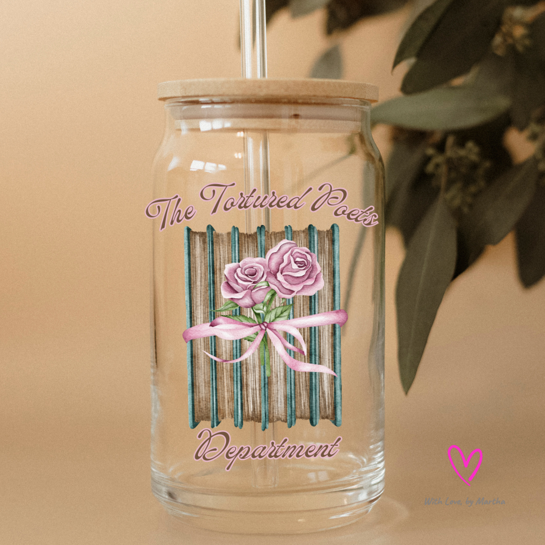 The Tortured Poets vintage books Glass cup 16oz