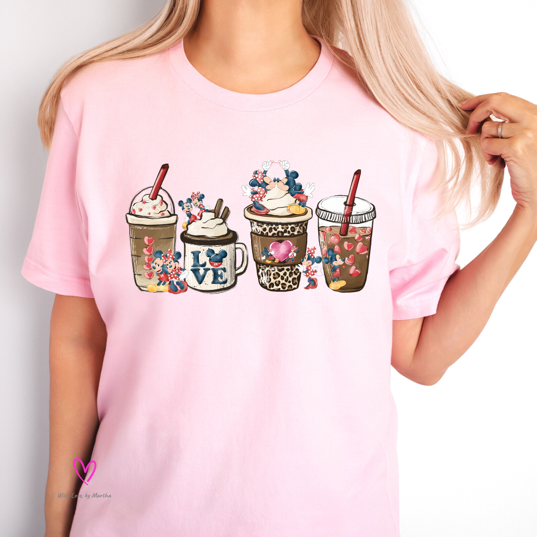 Mickey and Minnie coffee cup T-Shirt
