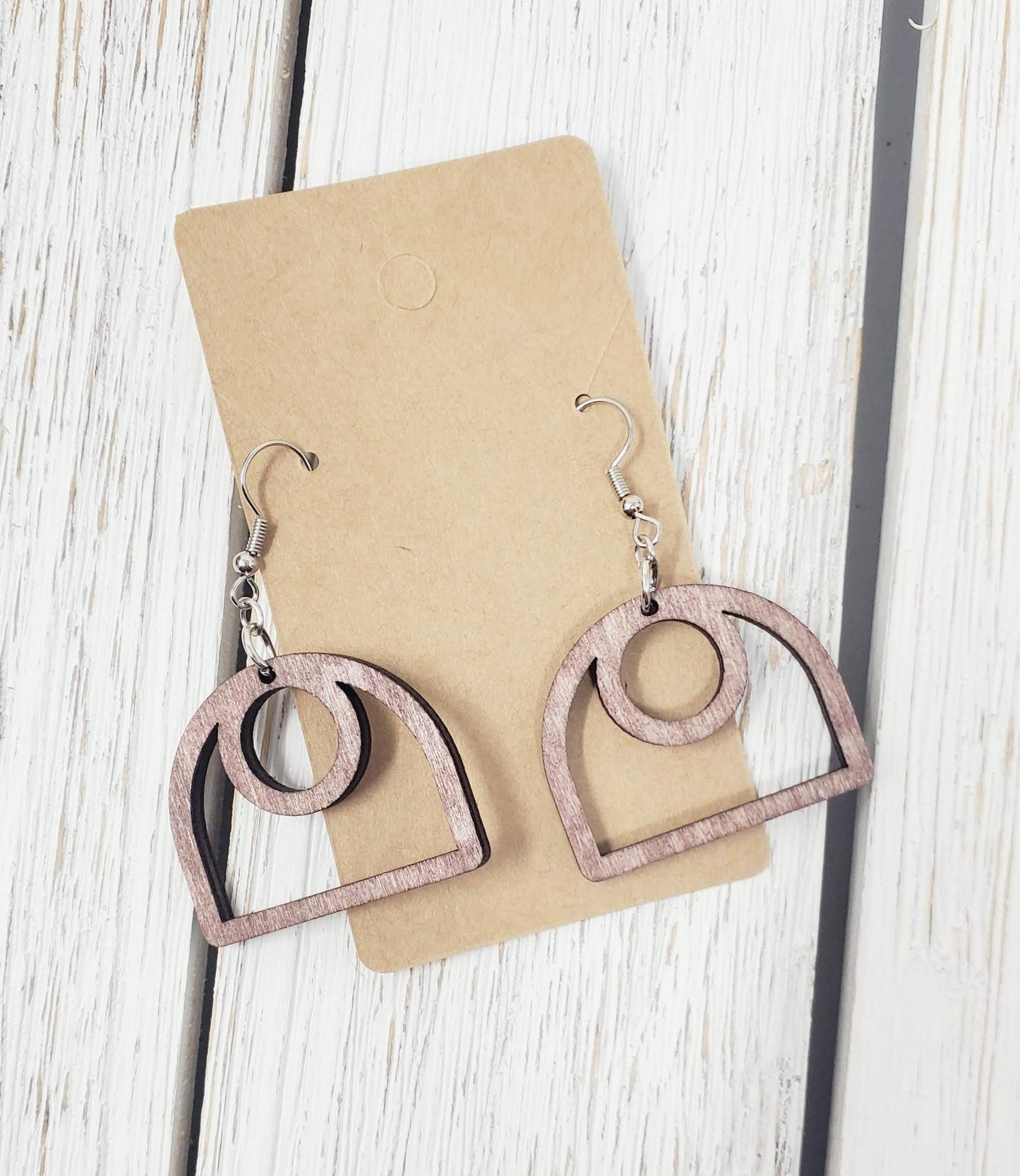 Wood curve shape earrings