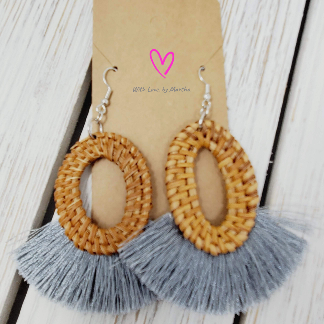 Gray Fringe dangle earrings