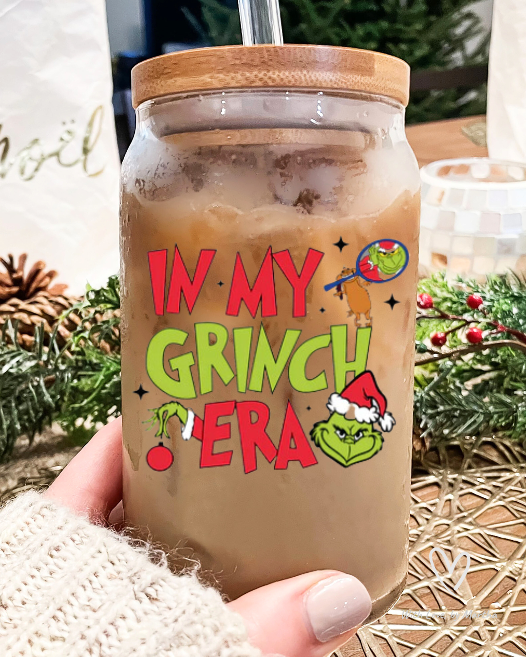 In My Grinch Era Christmas Glass Cup 16oz