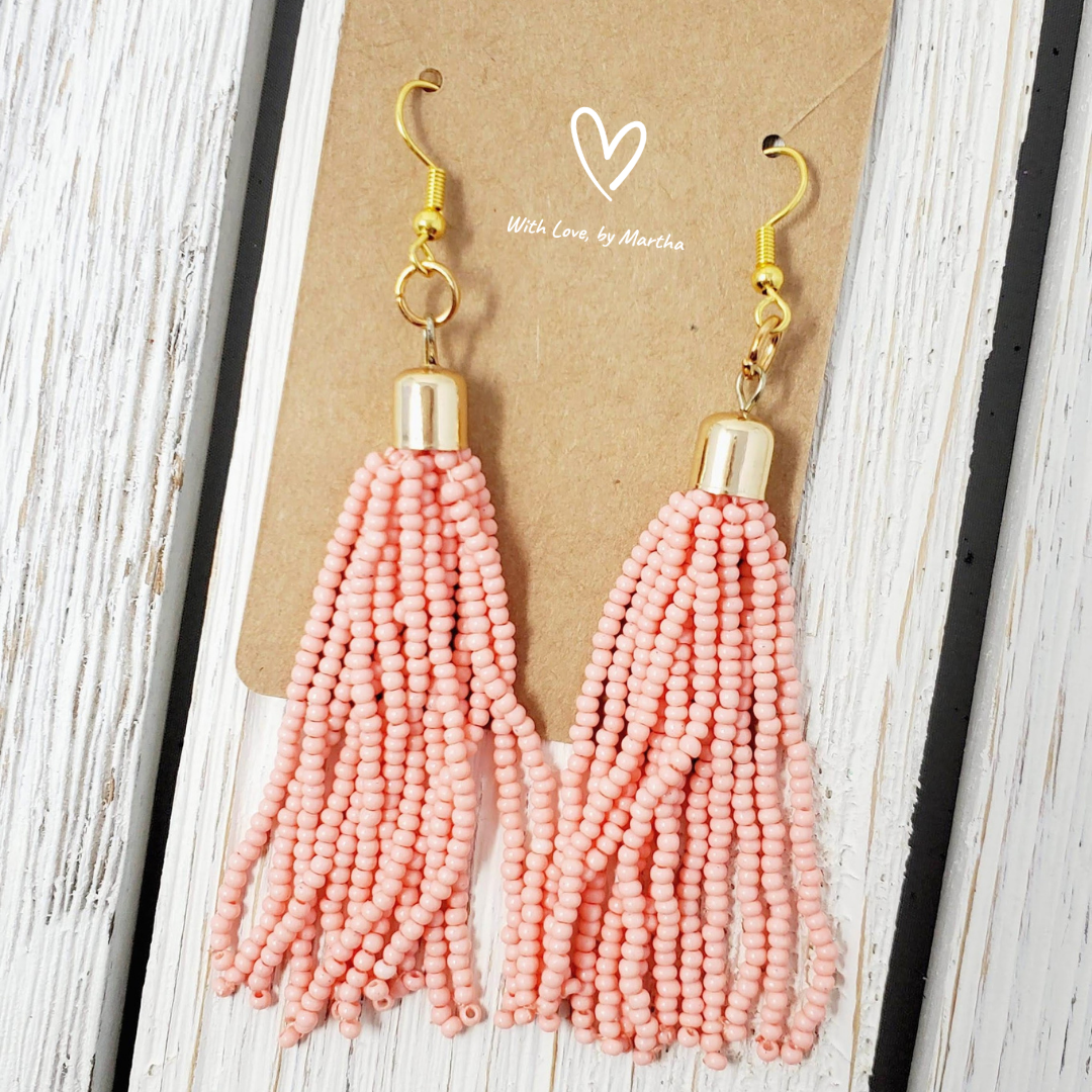 Pink Beaded dangle earrings