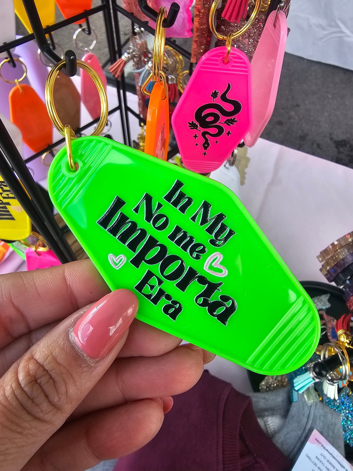 "In my No Me Importa Era" Motel Style Keychains