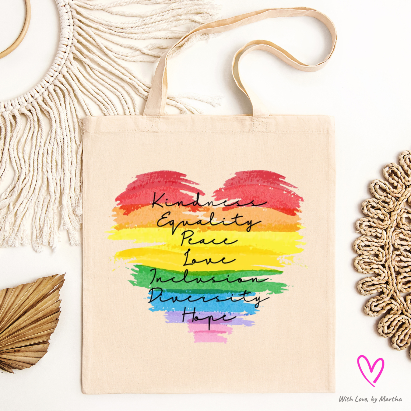 Pride heart cotton tote
