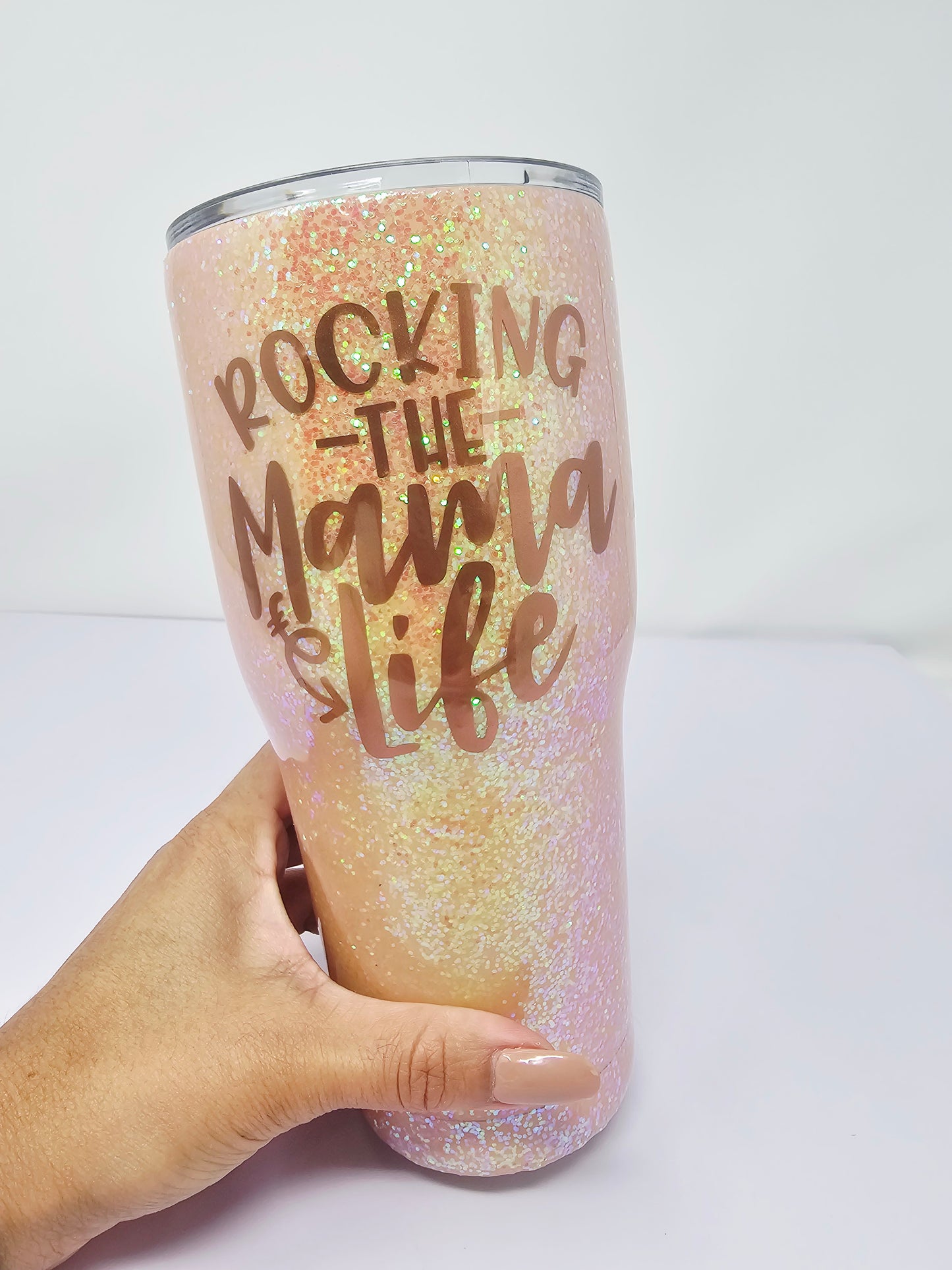 Rocking the Mama Life 32oz glitter cup