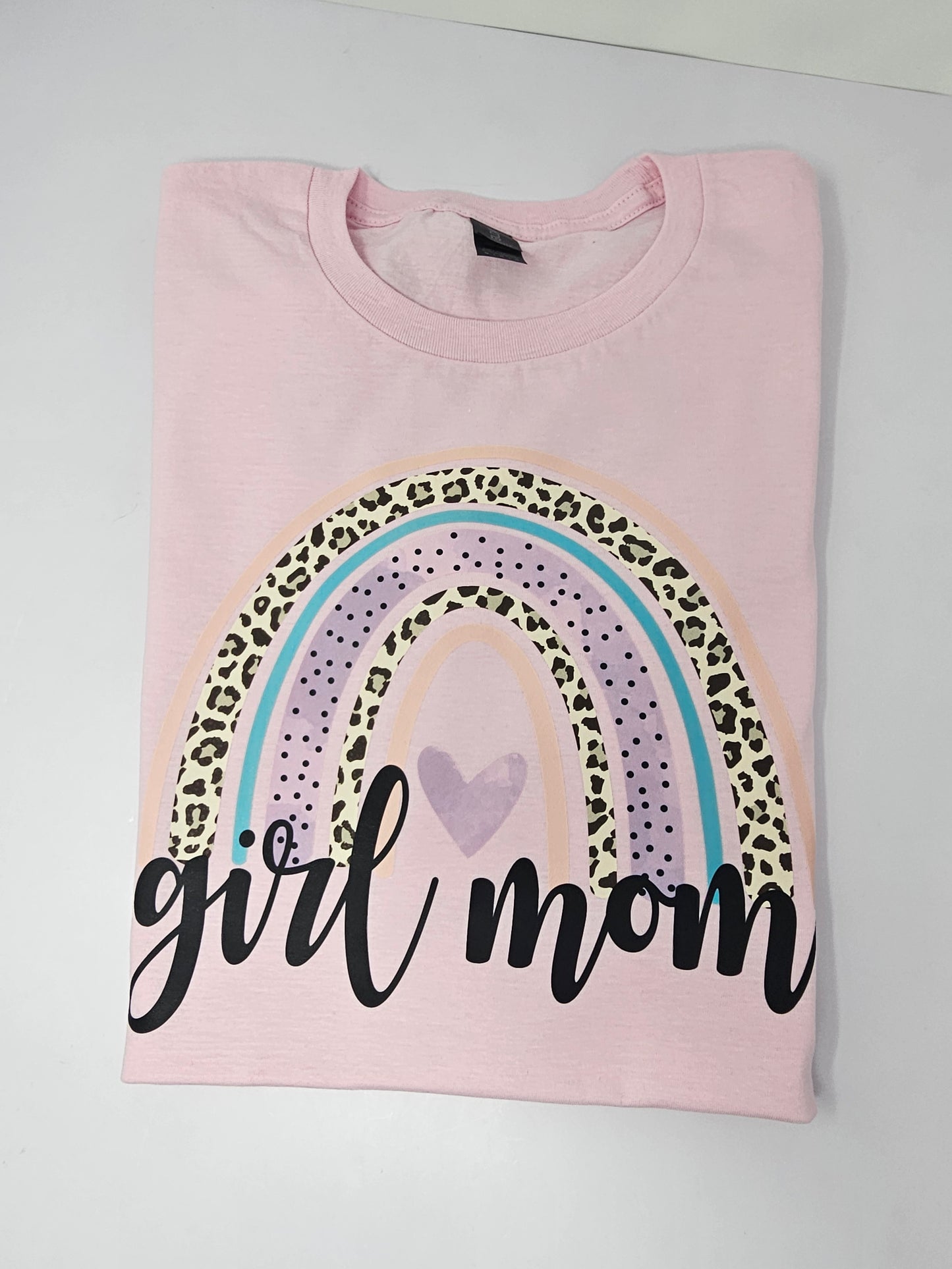 Girl Mom leopard rainbow T-Shirt