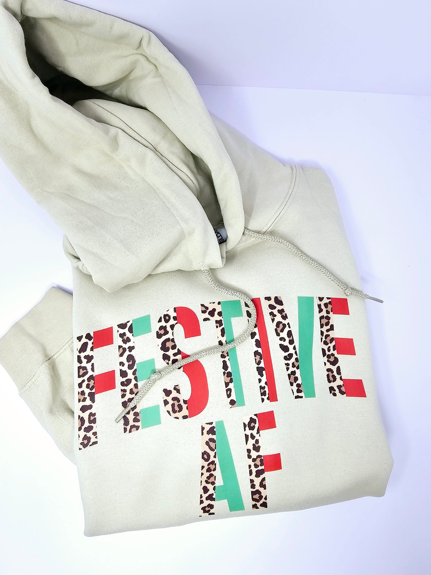 Festive AF (Leopard print) Christmas Hoodie