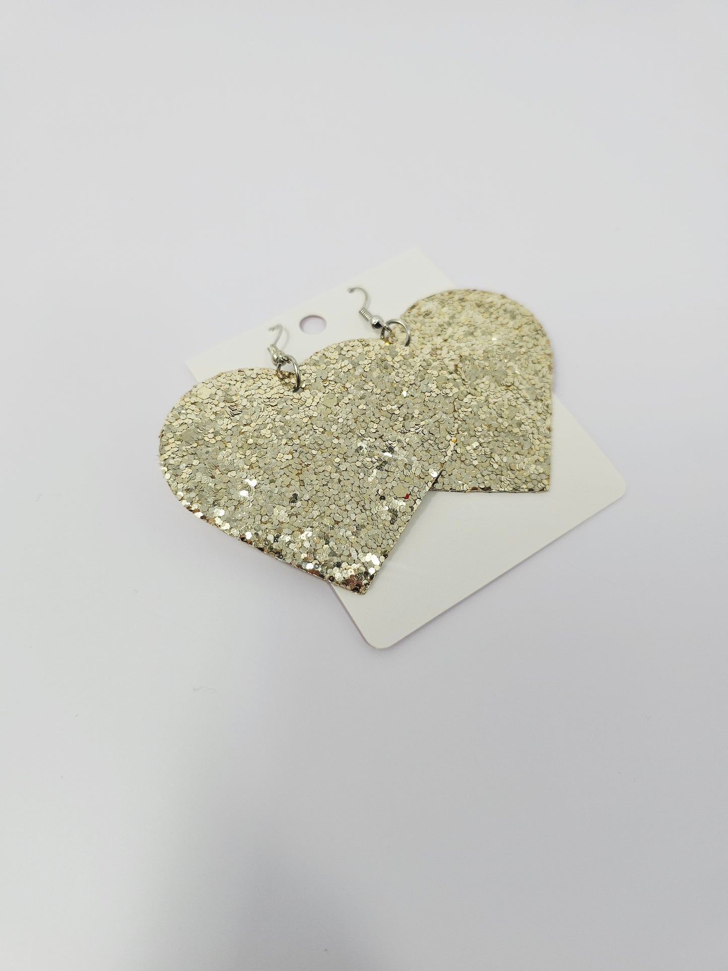 Glittery Hearts Earrings- Champagne