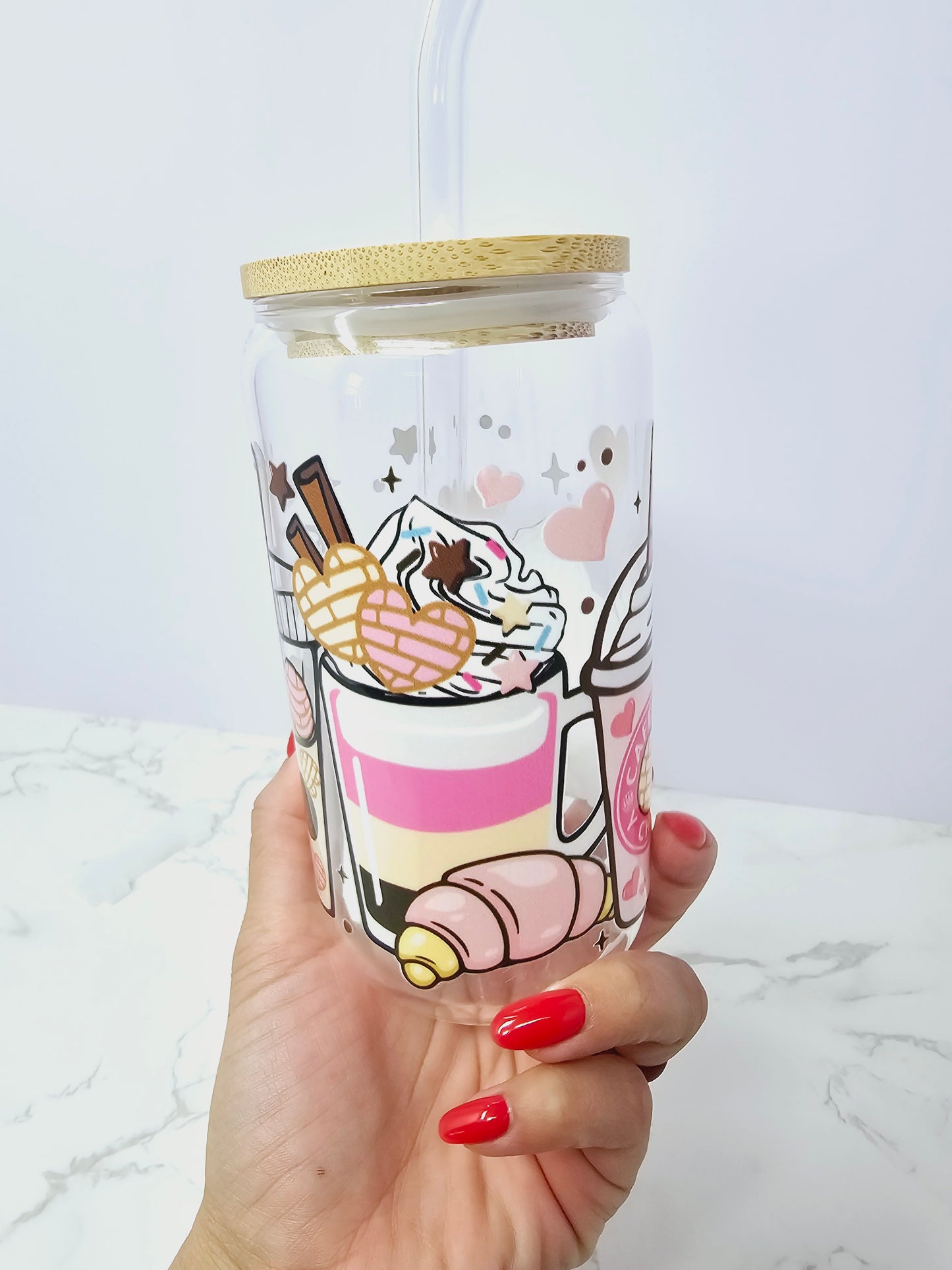 "Cafecito y Chisme" Glass Cup 16oz