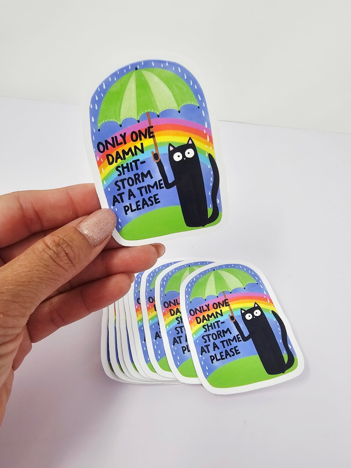 One damn shit storm at a time please Sticker