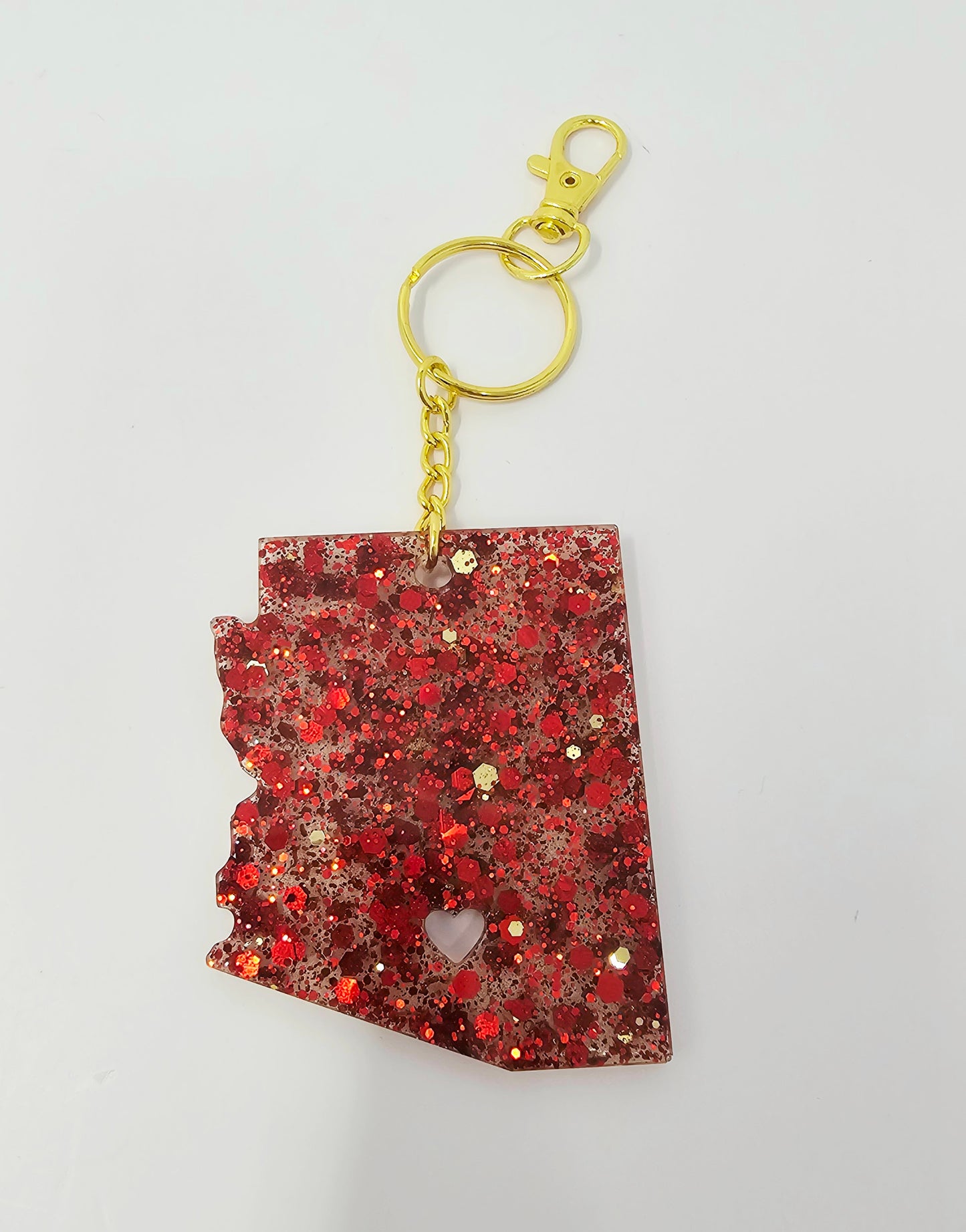 "Red Shine" Glitter Arizona shape keychain