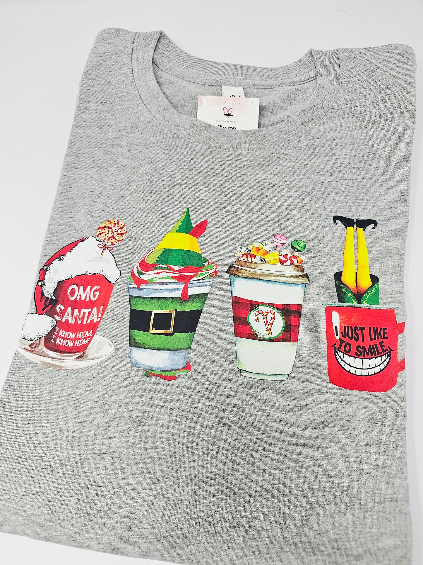 Elf Omg santa I know him christmas cups T-shirt