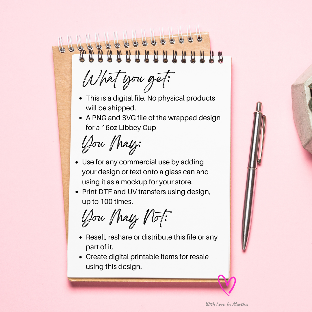 Coquette Soft girl cherries and bows 16oz Libbey Glass Can Wrap PNG & SVG- Digital Download