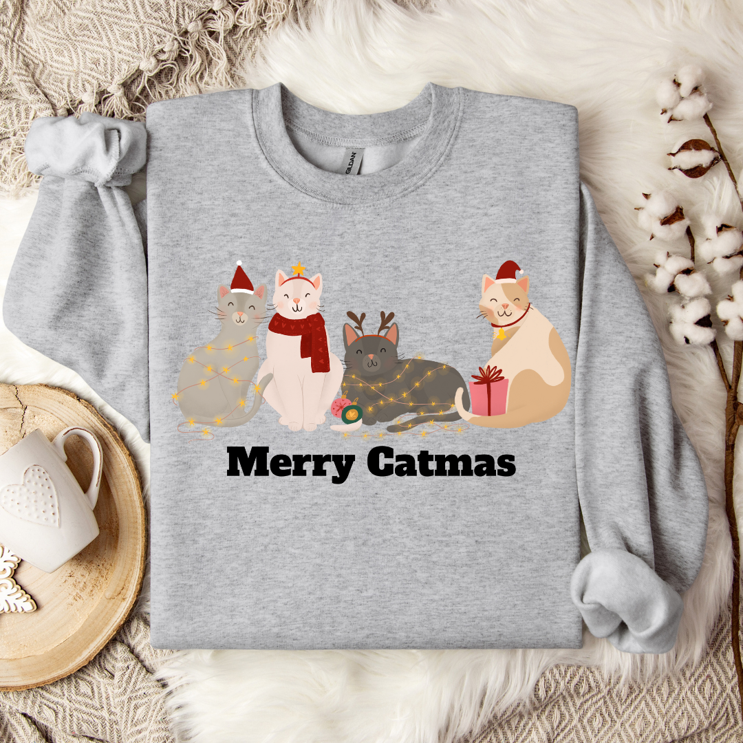 Merry Catmas Christmas Crewneck Sweatshirt