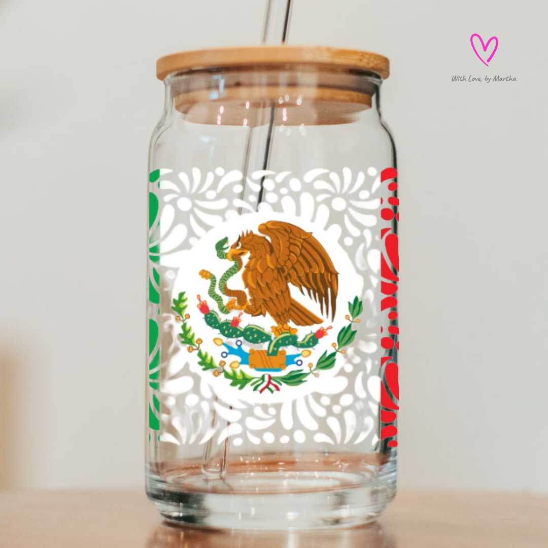 Mexico Talavera Glass cup 16oz