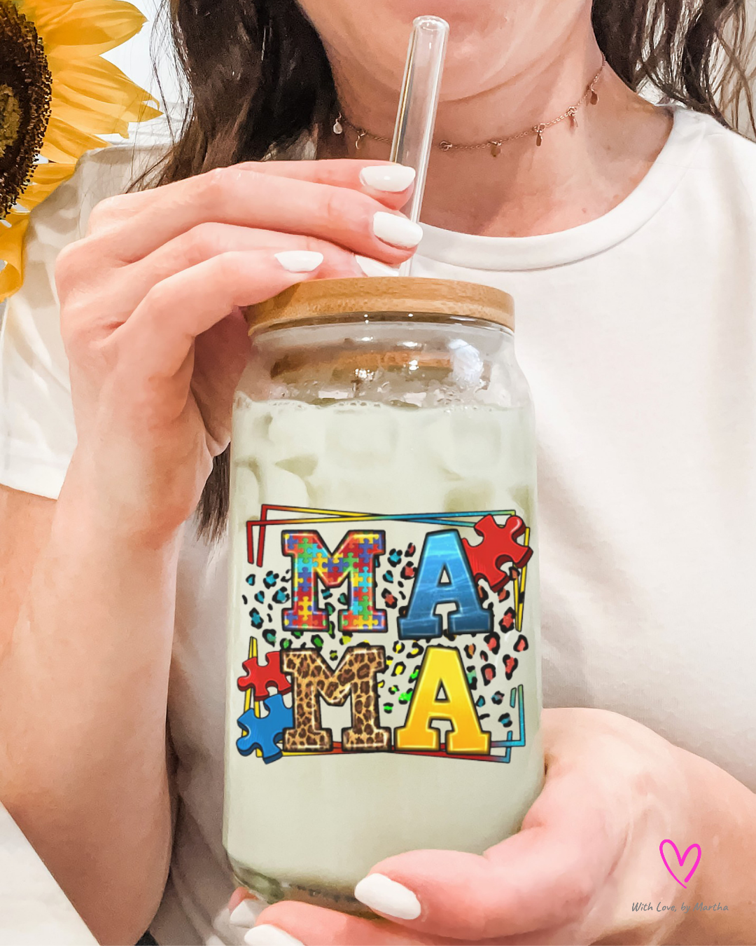 Autism MAMA Glass cup 16oz