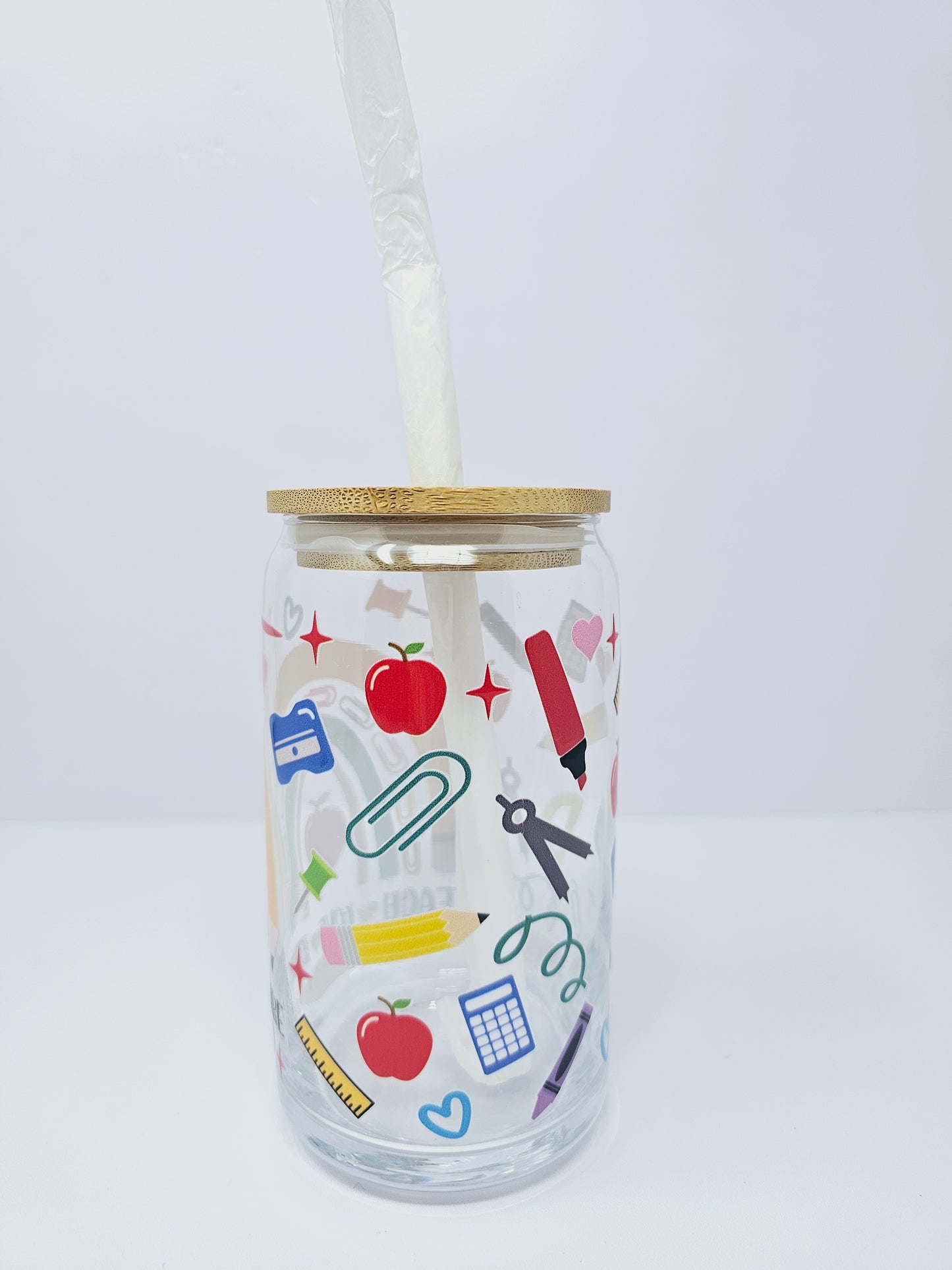 "Teach, Love, Inspire" Techer Glass Cup 16oz