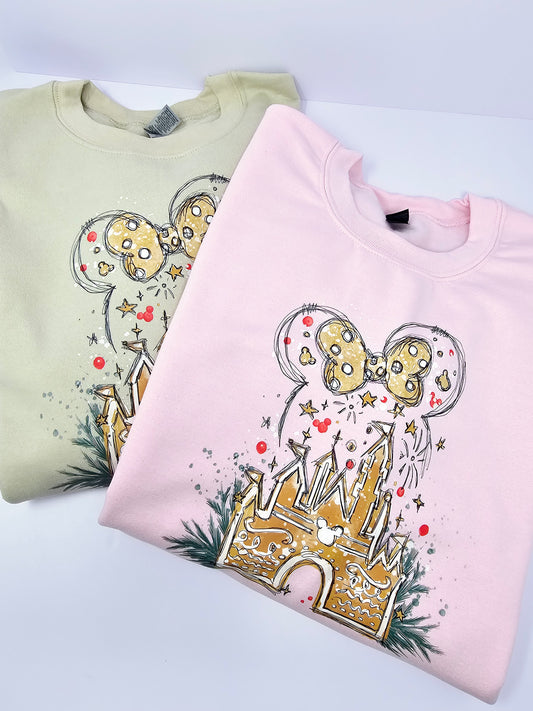 Gingerbread Christmas Magical Castle Crewneck Sweatshirt