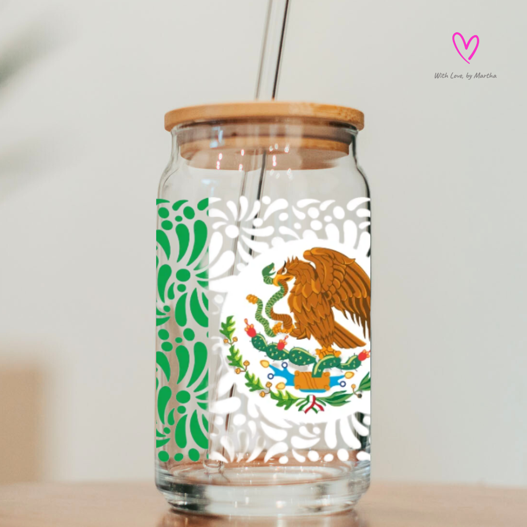 Mexico Talavera Glass cup 16oz