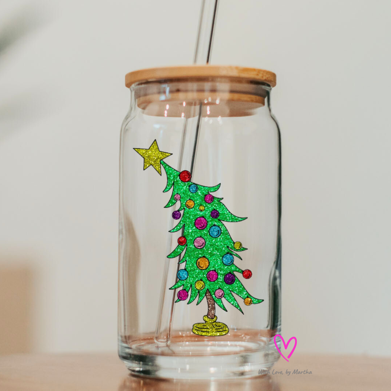 Leaning Christmas tree glittery dr seuss Glass Cup 16oz