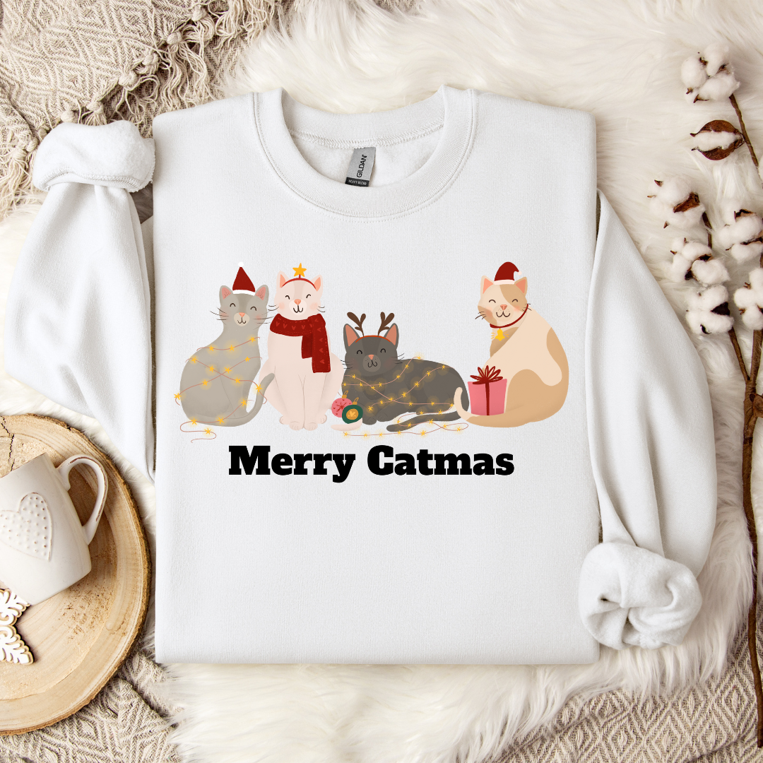Merry Catmas Christmas Crewneck Sweatshirt