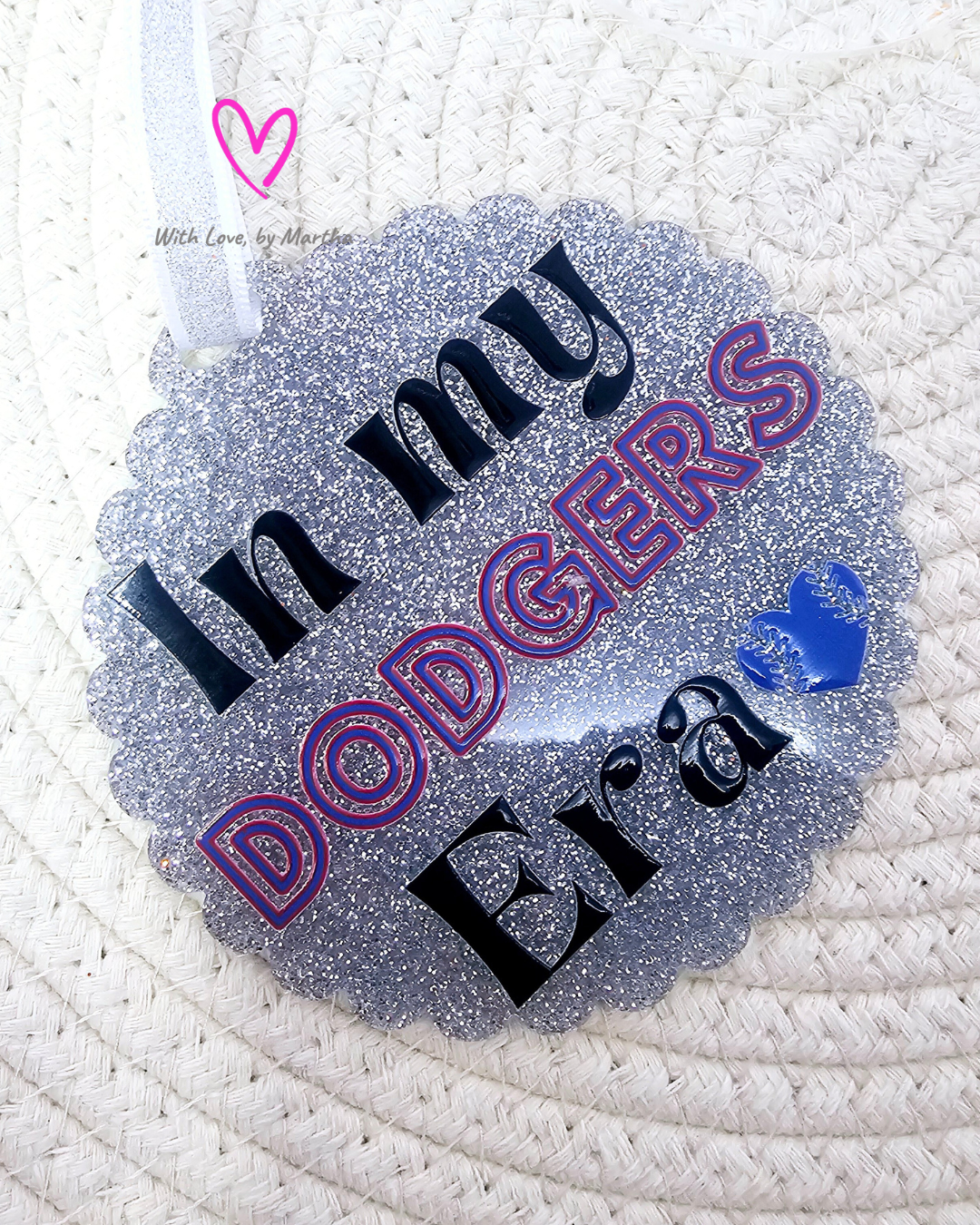 Silver Glitter Ornament- "In my Dodgers Era"