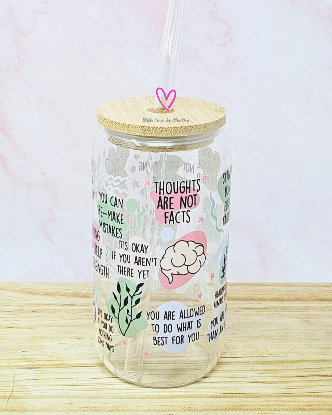 "Mental Health Matters" Glass Cup 16oz