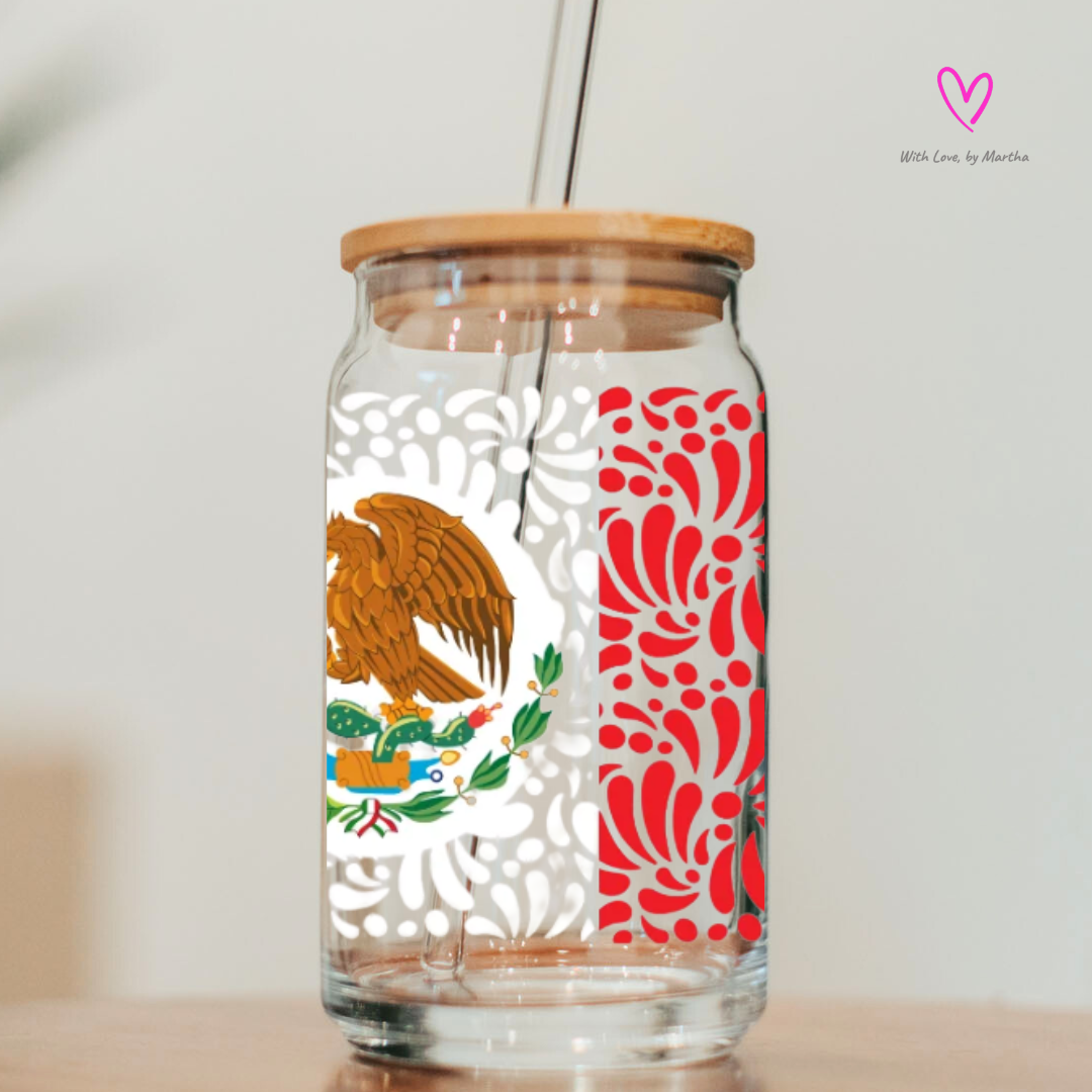 Mexico Talavera Glass cup 16oz