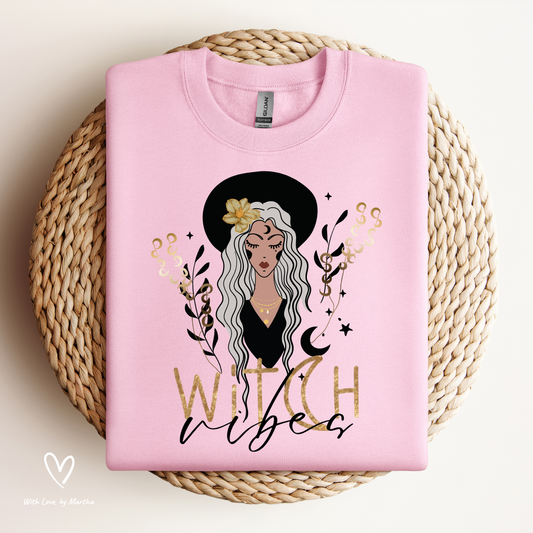Witch Vibes Light Pink Crewneck Sweatshirt