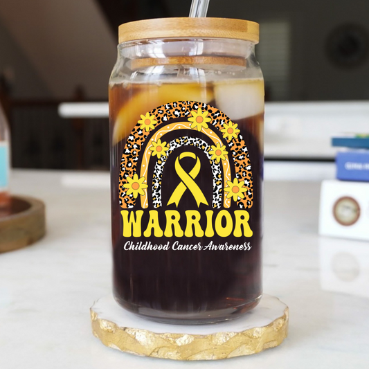 Warrior Childhood Cancer Awareness Glass Cup