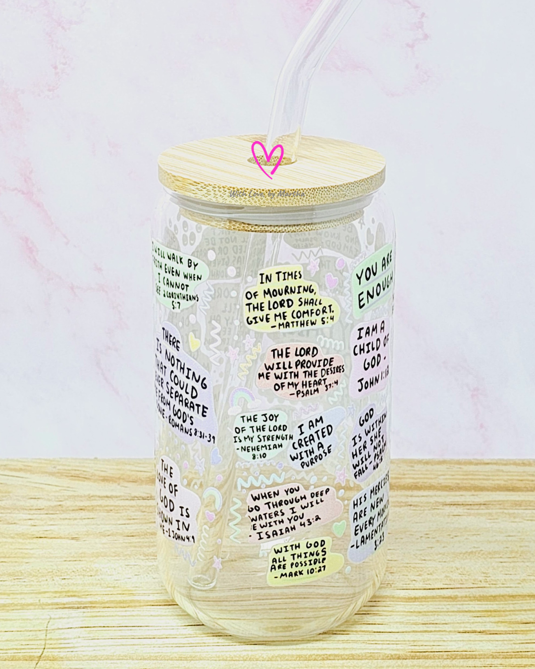 "My daily bible affirmations" Glass cup 16oz