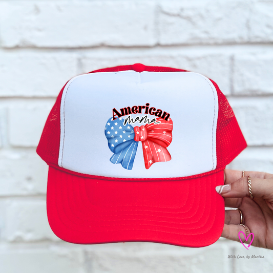 American Mama bow foam trucker hat