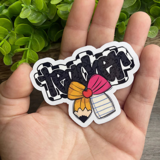 Teacher pencil bow Sticker
