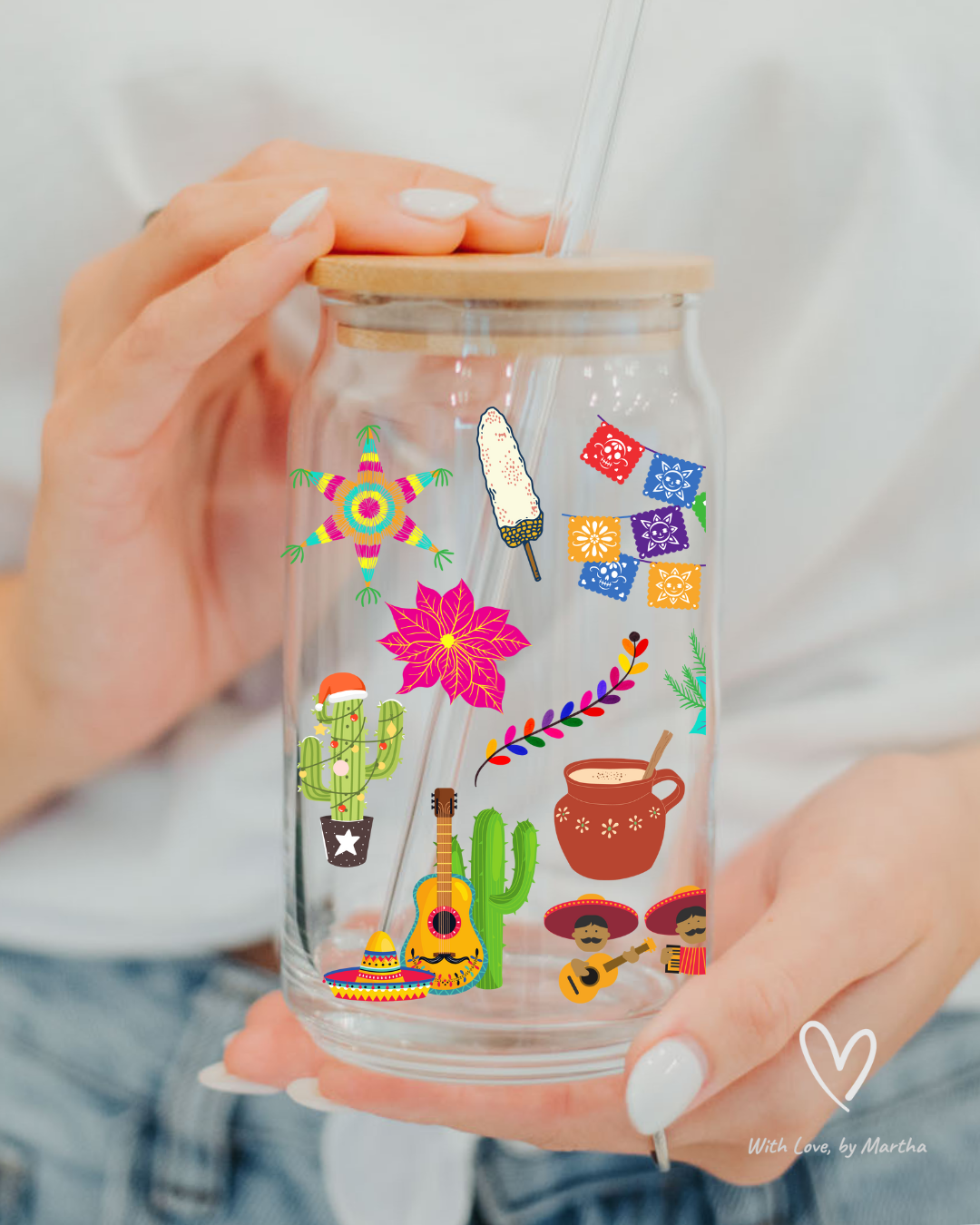 Felices Fiestas Glass cup 16oz