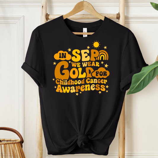 In September we wear gold for childhood cancer awareness T-shirt (Southwest Kids Cancer Foundation)