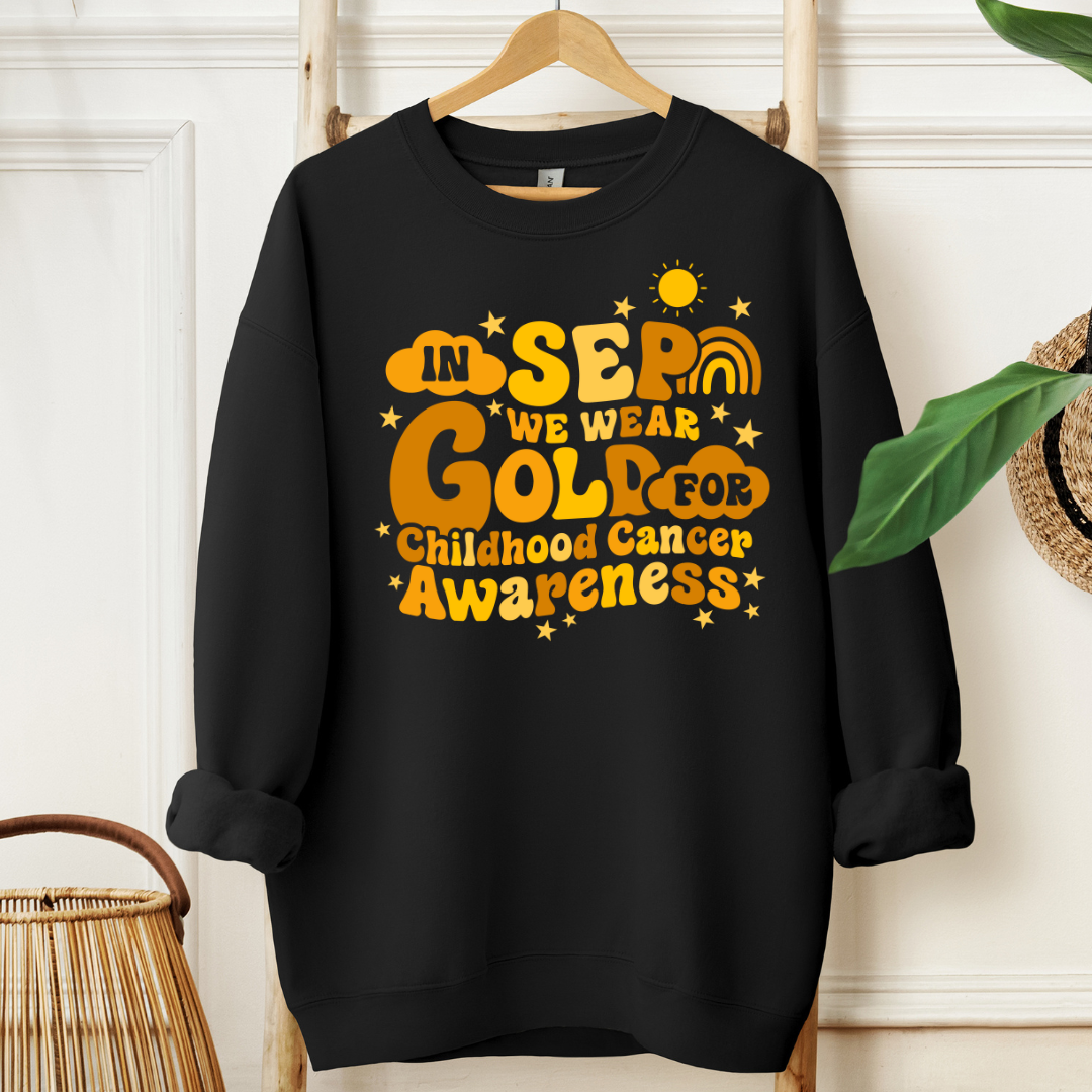 In September we wear gold for childhood cancer awareness T-shirt (Southwest Kids Cancer Foundation)