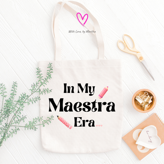 "In My Maestra Era" reusable cotton tote