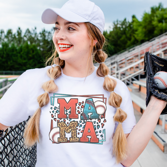 Baseball Leopard MAMA Crewneck T-Shirt or Sweatshirt