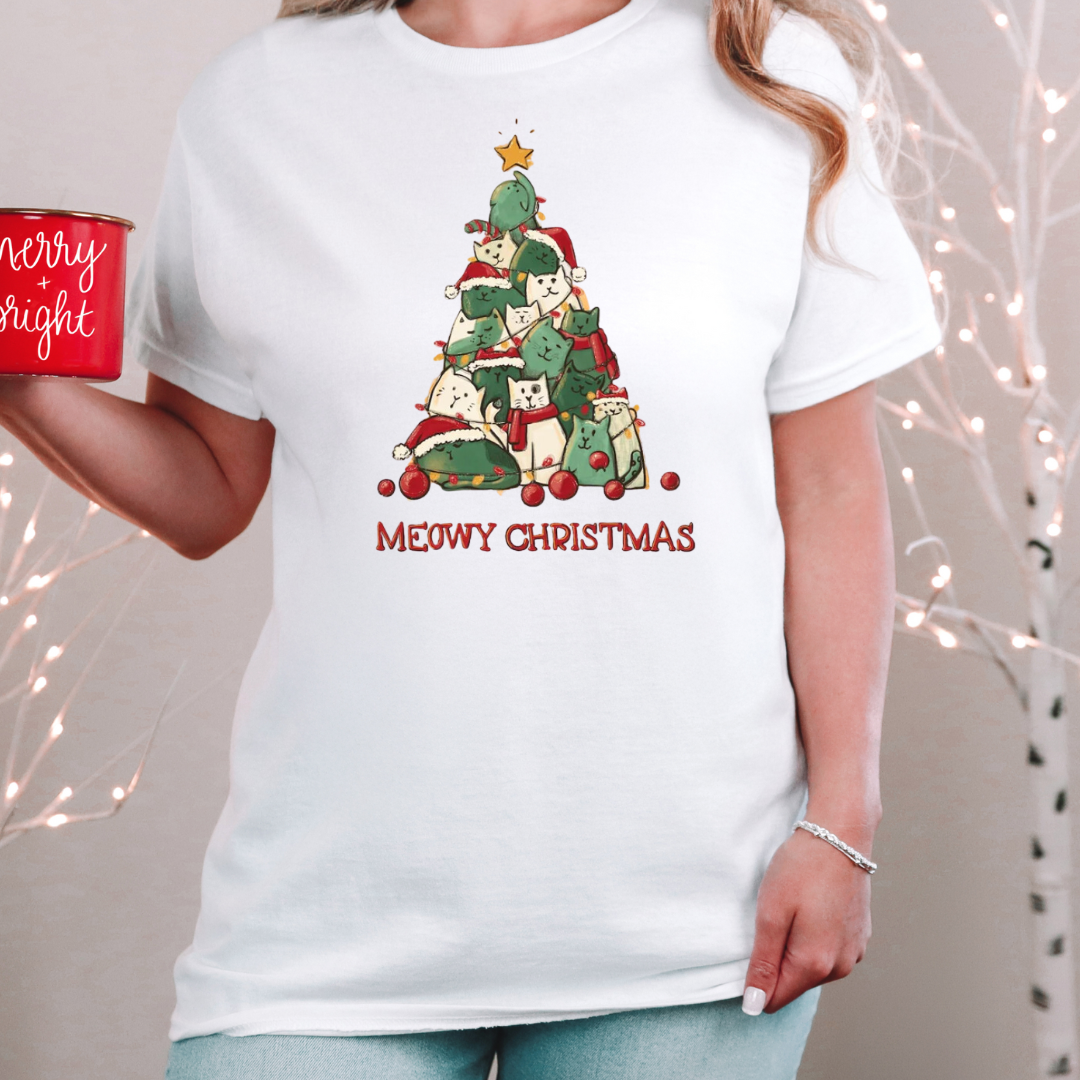Meowy Christmas Tree Crewneck Sweatshirt