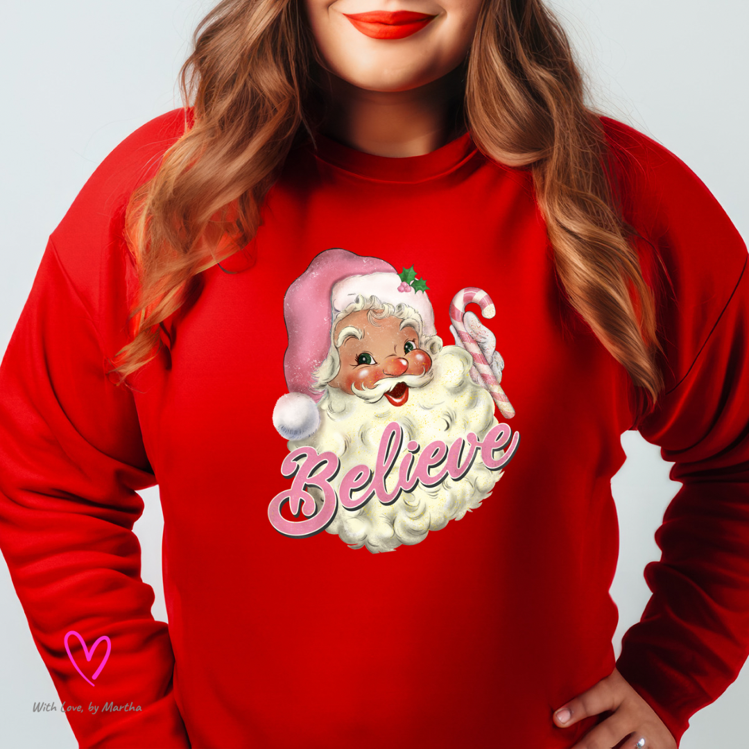 Santa Believe (pink) T-shirt or Sweatshirt