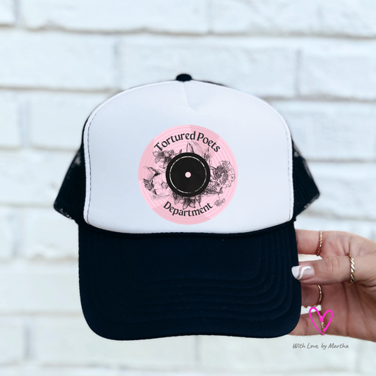 TTPD Tortured Poets vinyl trucker Hat