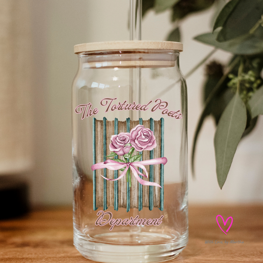 The Tortured Poets vintage books Glass cup 16oz